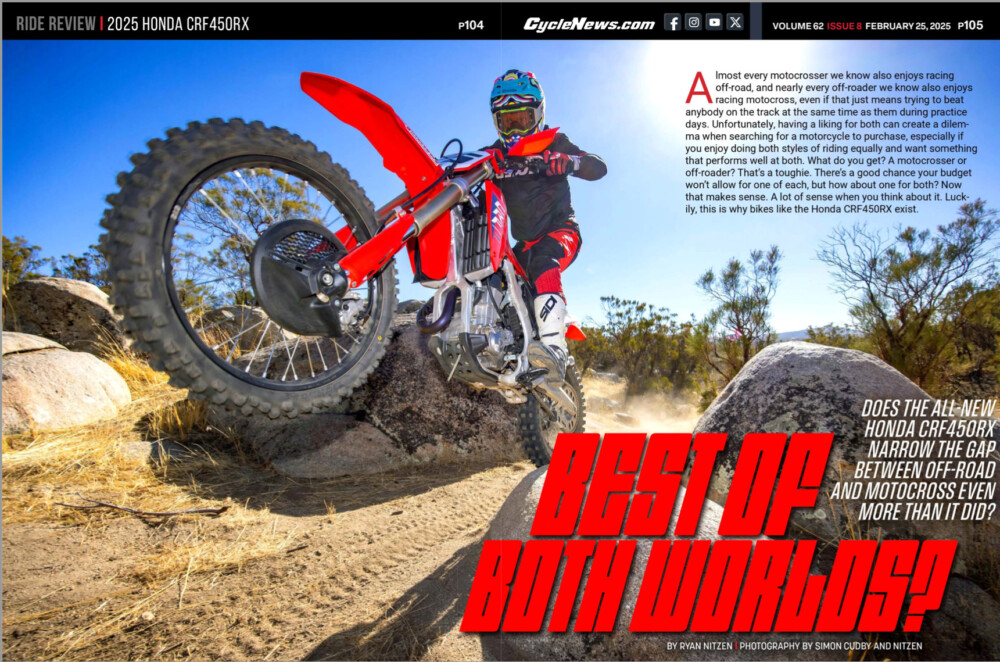 Cycle News Magazine 2025 Honda CRF450RX Review