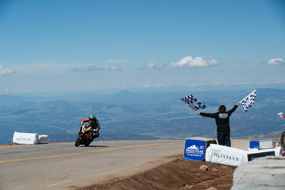 Rennie Scaysbrook 2019 Pikes Peak Hill Climb checkered flag