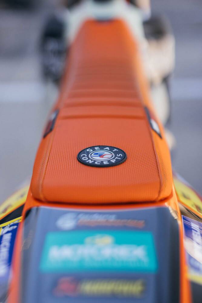 Seat Concepts seat on Cole Kirkpatrick’s 2024 KTM 300 XC-W