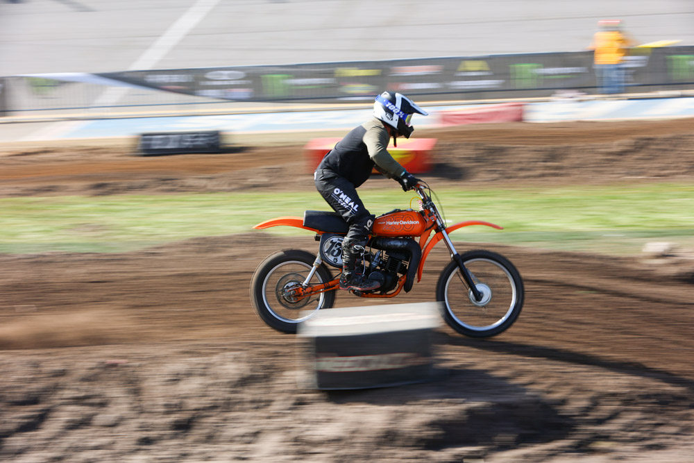 Stephen Terkildsen with a 1978 AMF H-D MX250 at 2025 Daytona Vintage Day