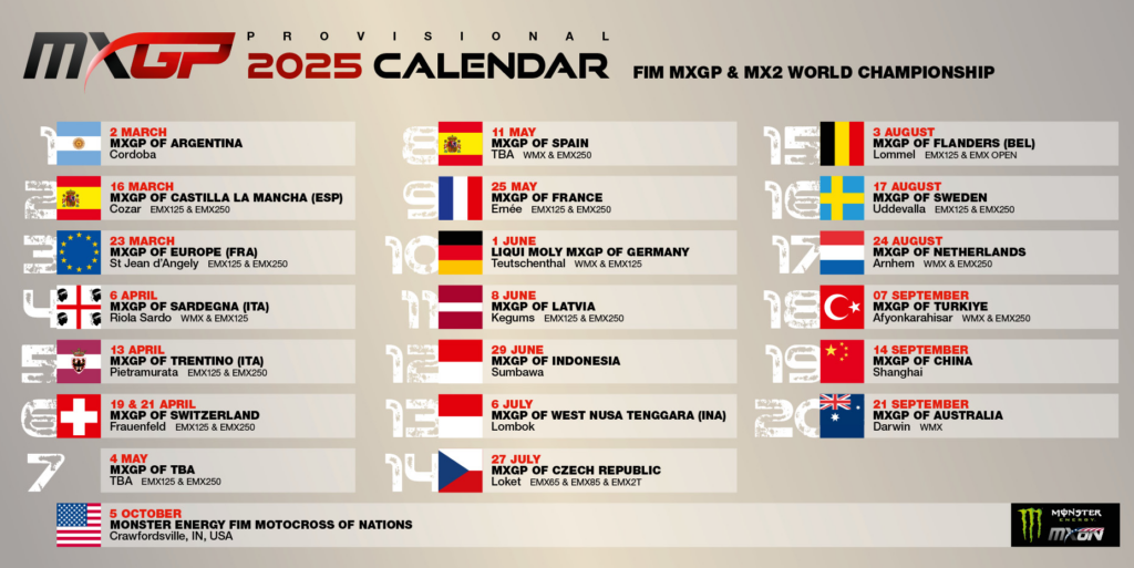2025 FIM Motocross World Championship Calendar